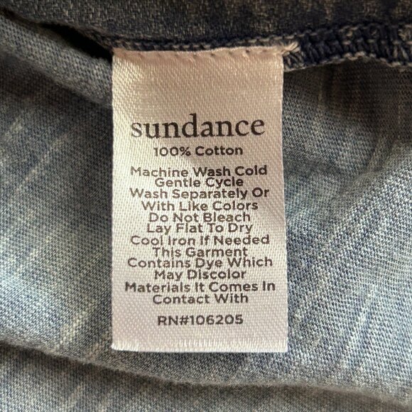 Sundance Cotton Boho Peasant Blouse Prairie Romantic Indigo Blue Women L - Picture 6 of 14